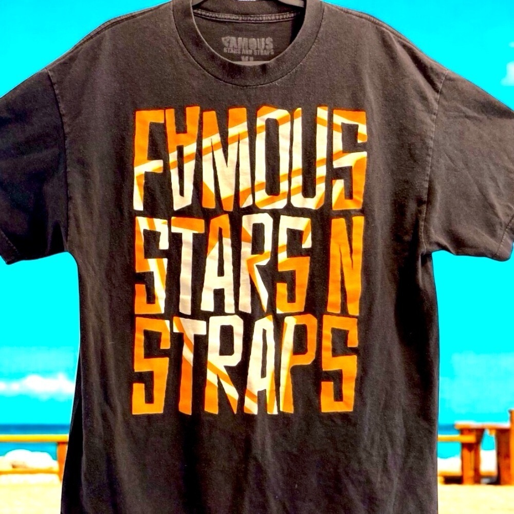FAMOUS STARS & STRAPS Black Graphic Tee - XL Y2K‎ Grunge skater streetwear